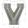 Trójnik DN50 FI 70 mm na 2×50 mm typu Y