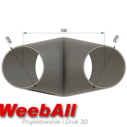 Trójnik DN50 FI 70 mm na 2×50 mm typu Y