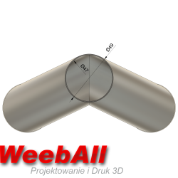 Trójnik DN50 FI 49 mm na 2×50 mm typu Y kąt 30° z przesunięciem