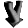 Trójnik DN50 FI 90 mm na 2×50 typu Y z podstawą 120×120